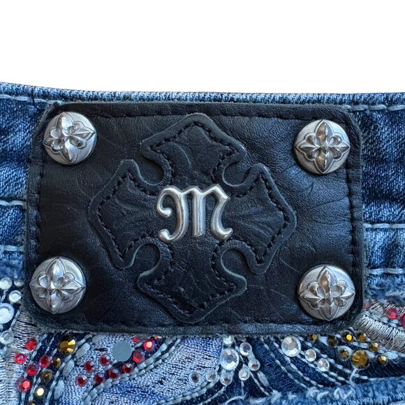 Miss Me Jeans Bootcut Low Rise Embellishment Capri Denim 30 x 26 Y2K 90s EUC - Picture 4 of 8